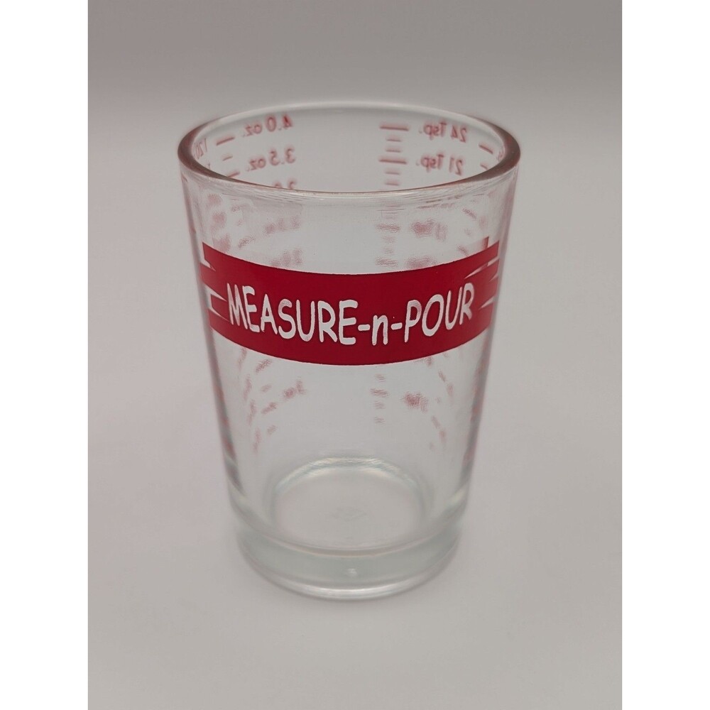 Vintage TableCraft Measure-N-Pour 4 oz Glass Liquid Measuring Cup Shot Glass Red